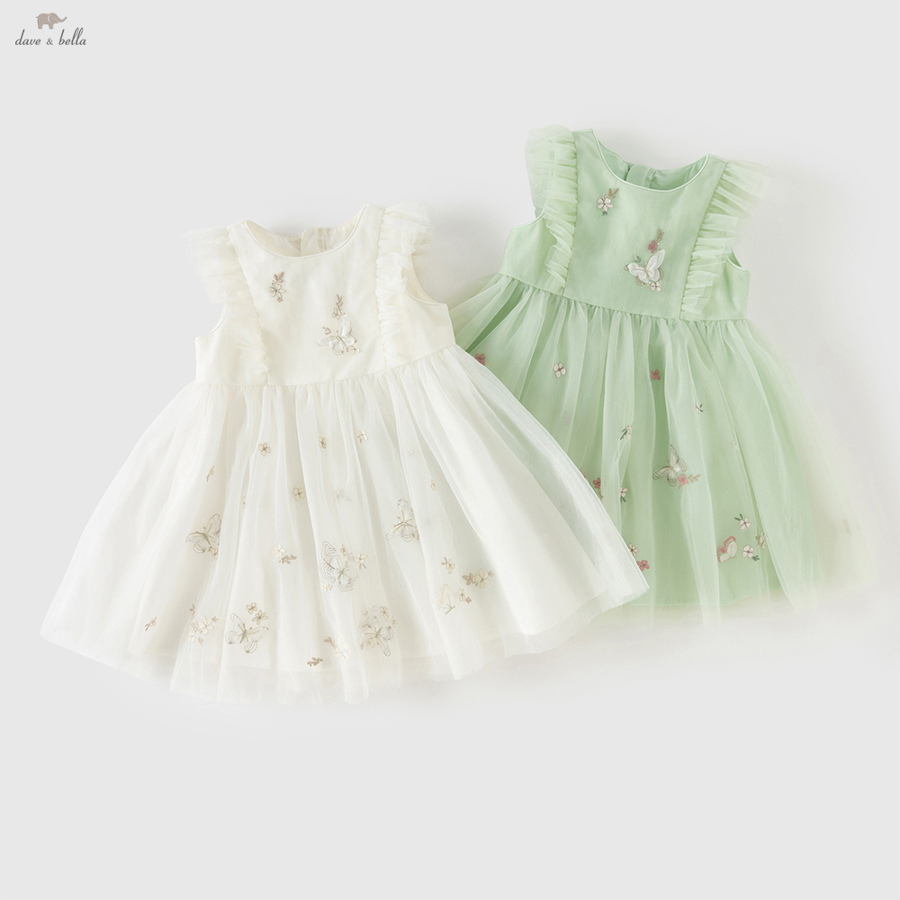 Summer Clothing Baby Girl - Dave Bella Borduurkant Mesh Prinsessenjurk Meisjes
