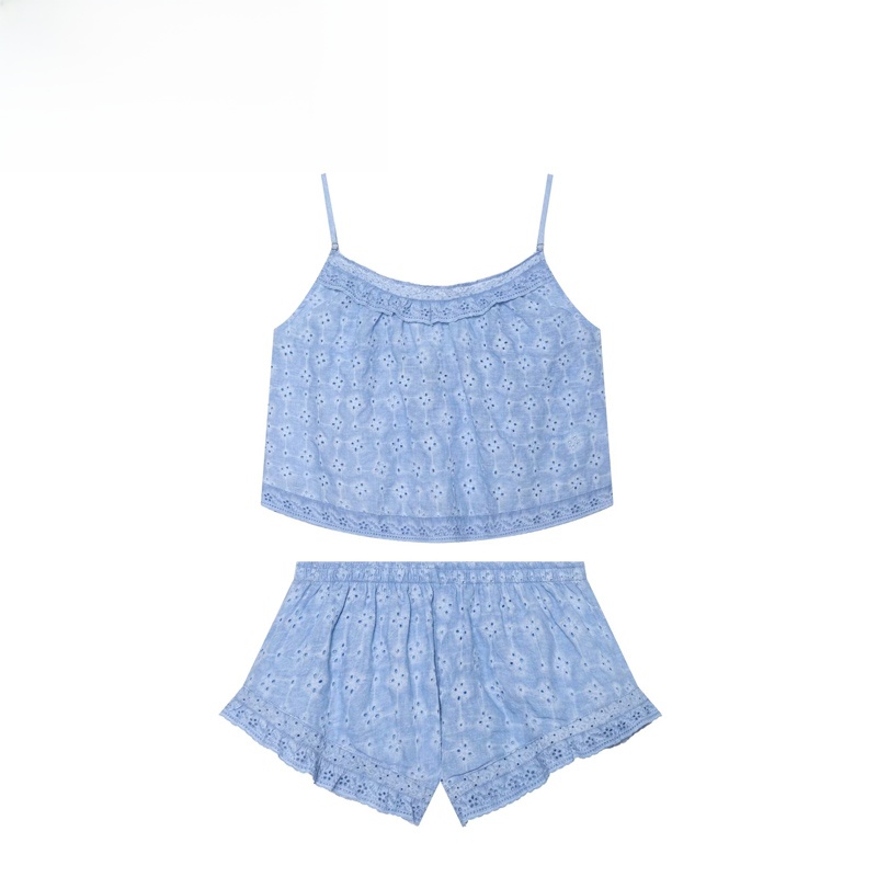 Summer Clothing Brands - Modieuze, geborduurde top en korte broek,